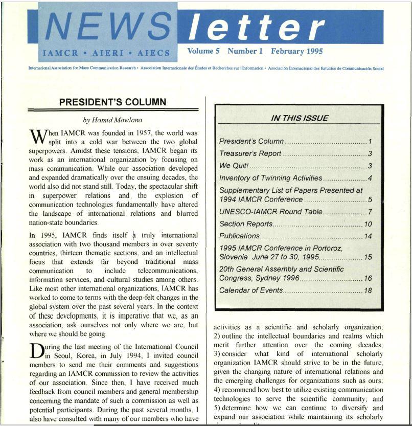 <i>Newsletter February 1995 Vol 5 No 1</i> Newsletter February 1995 Vol 5 No 1